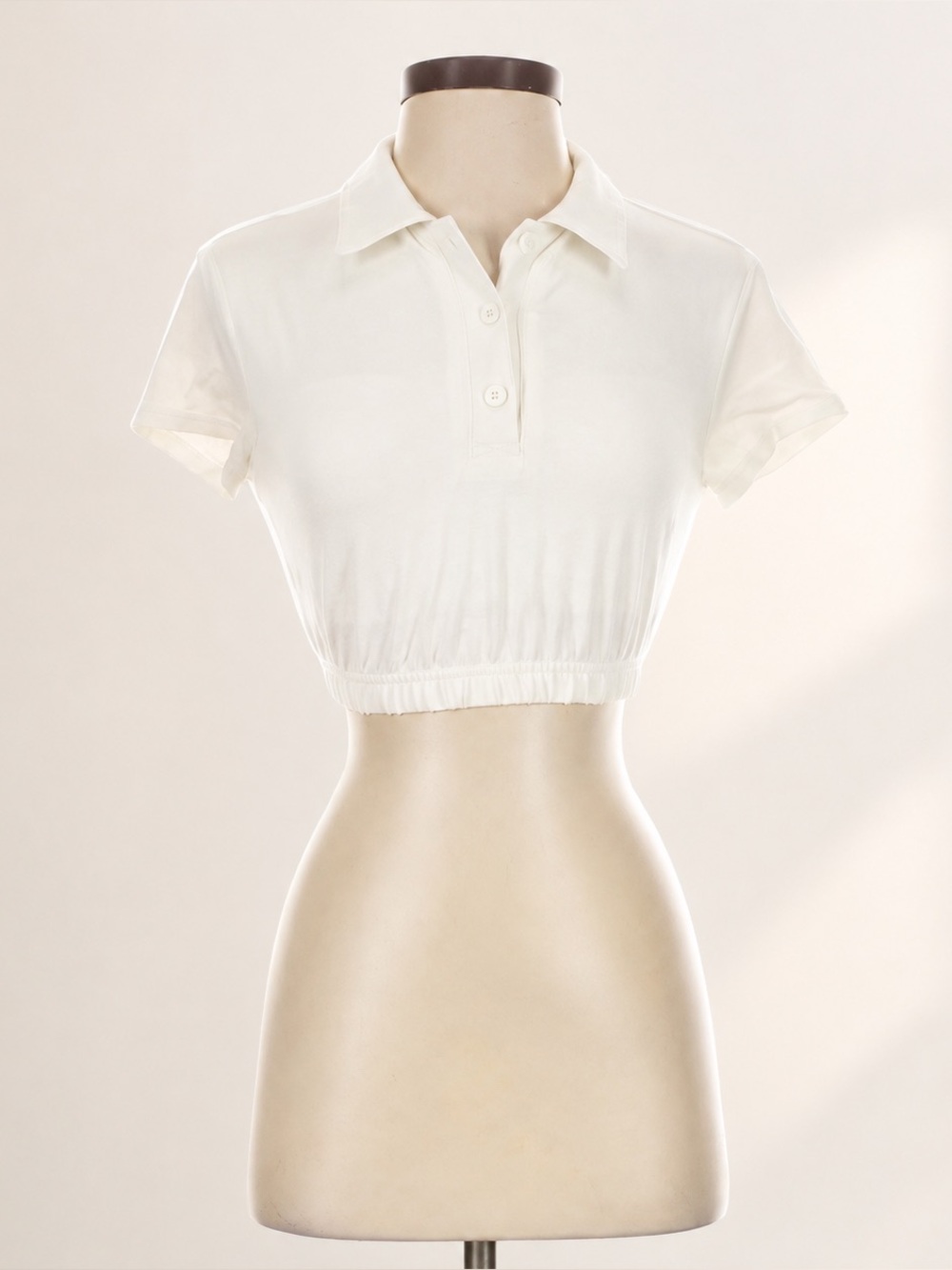 ALO Yoga White Cropped Polo Top